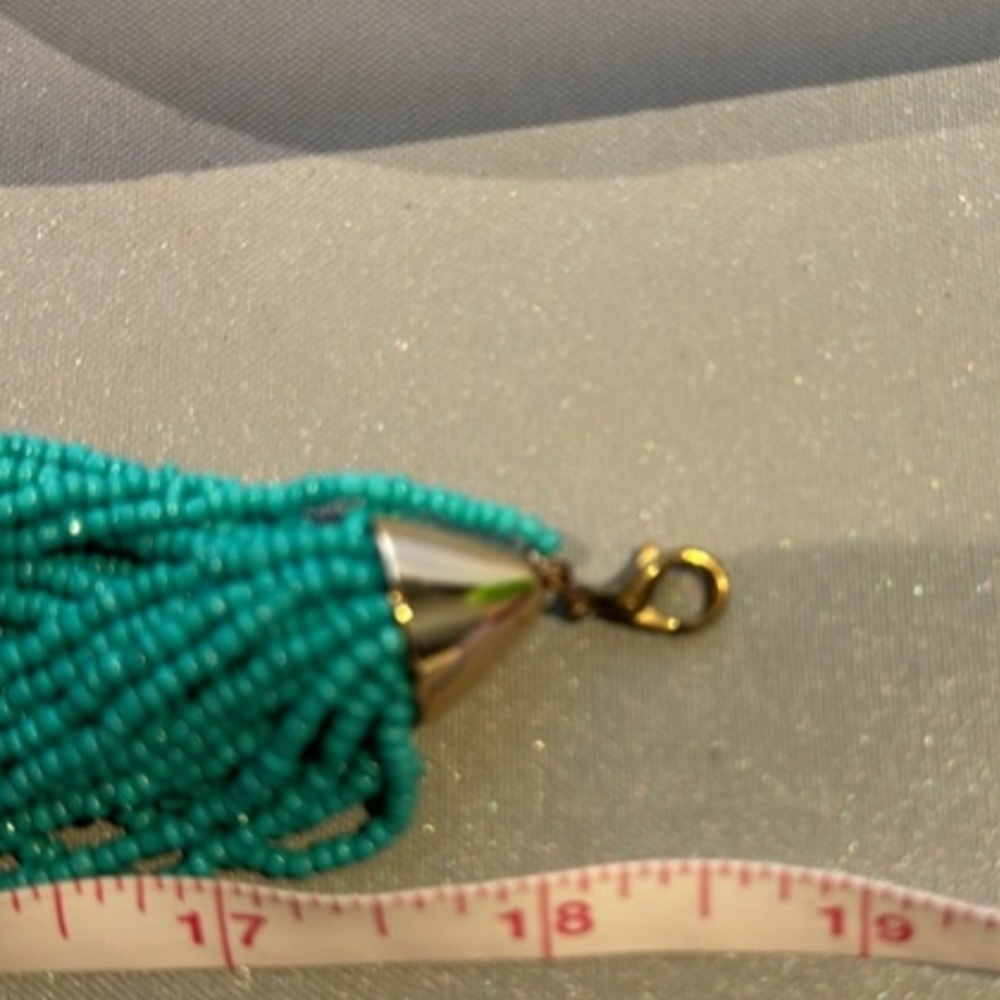 Turquoise Glass Seed Bead Multi Strand Necklace - Picture 3 of 4